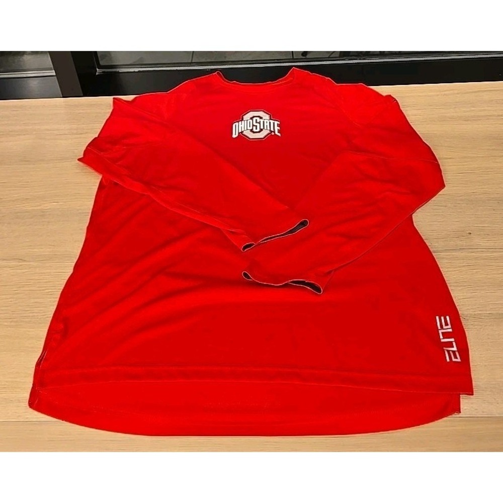 Nike Mens Shirt Ohio State Buckeyes Dri-fit XL‎ Red Elite Long Sleeve Excellent - Picture 4 of 8